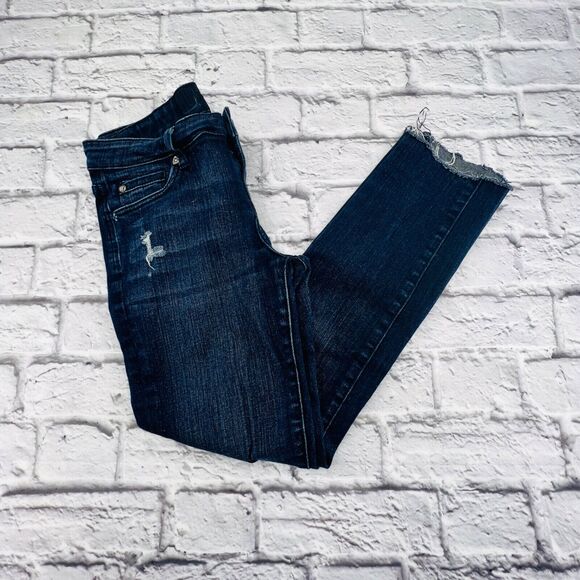 Kut From The Kloth Jeans KP488MA8 Size 2 Dark Wash Distressed Ankle Length - Picture 1 of 12